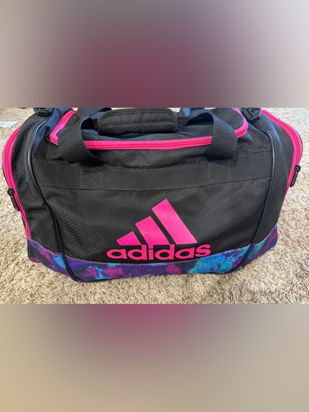 Adidas Black & Pink Logo Duffel Bag